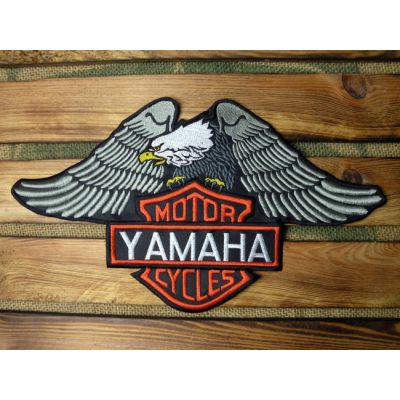 Orzeł Szary Motor Cycles Yamaha Duża Naszywka na Kamizelkę Pomarańczowa Ramka