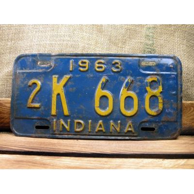Indiana Tablica Rejestracyjna USA 1963 2K 668