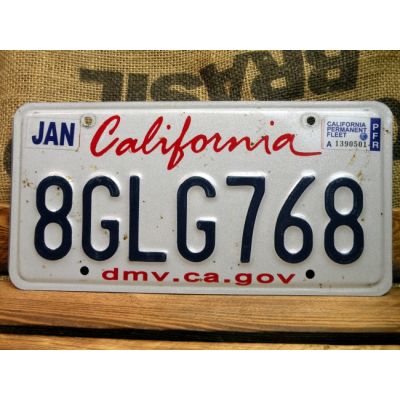 California Tablica Rejestracyjna USA Szyld Rejestracja Oryginał 8GLG768
