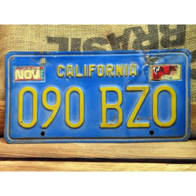 California Tablica Rejestracyjna USA Szyld Rejestracja Oryginał 090 BZO Niebieska