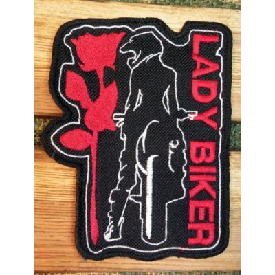 Lady Biker Naszywka Haftowana Róża Motocyklistka