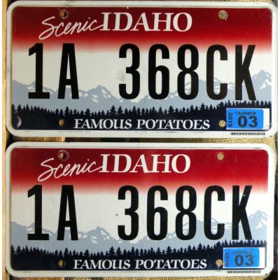 Idaho Komplet Tablica Rejestracyjna USA Szyld Rejestracja Para Zestaw 1A 368CK