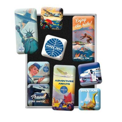 Pan Am New York Zestaw Magnesów na Lodówkę Logo Retro