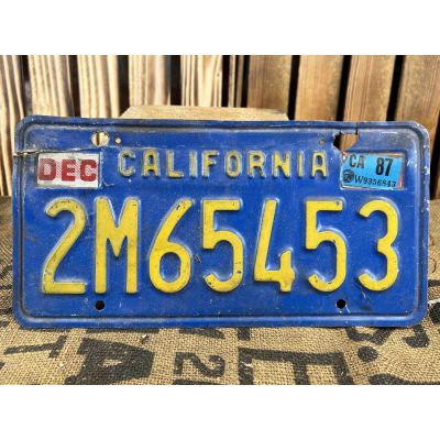California Tablica Rejestracyjna USA Oryginał 2M65453 Niebieska
