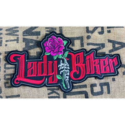 Lady Biker Duża Naszywka Haftowana Róża