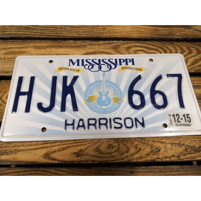 Mississippi Harrison Tablica Rejestracyjna USA  Birthplace Of America's Music HJK667