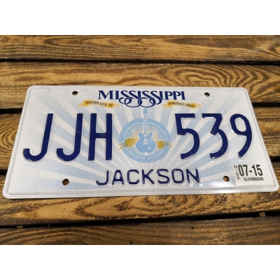 Mississippi Tablica Rejestracyjna USA Birdhplace of America's Music JJH539