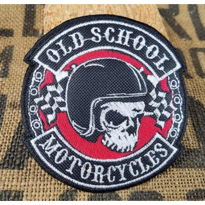 Old School Motorcycles Naszywka Haftowana Czaszka w Kasku