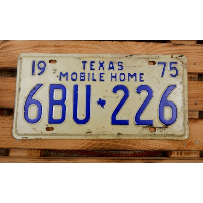 Texas Mobile Home 6BU 226 Tablica Rejestracyjna USA 1975