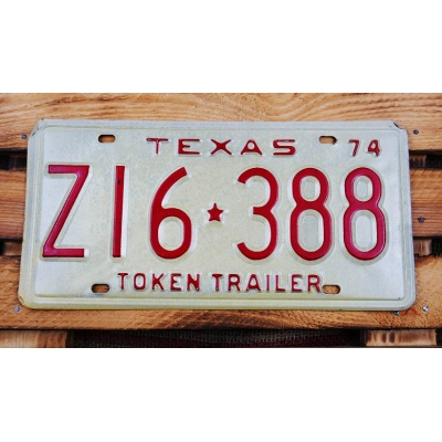Texas Token Trailer Z16 388 Tablica Rejestracyjna USA 1974