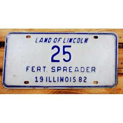 Illinois Land Of Lincoln Fert. Spreader  Tablica Rejestracyjna USA 1982