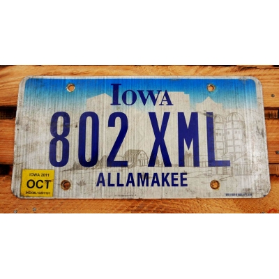 Iowa Allamakee Tablica Rejestracyjna USA 802XML