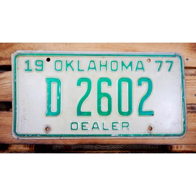 Oklahoma Dealer Tablica Rejestracyjna USA 1977 D2602