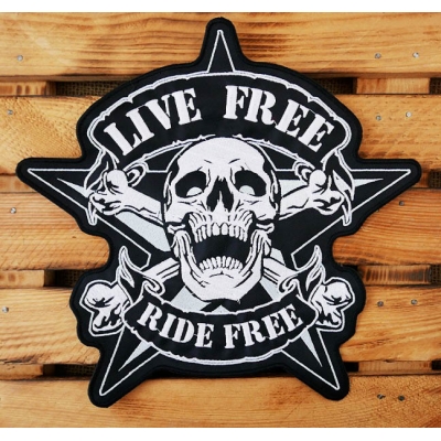 Live Free Ride Free Czacha Czaszka - Duża Naszywka Na Plecy