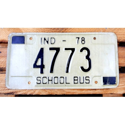 Indiana IND School Bus Tablica Rejestracyjna USA 1978