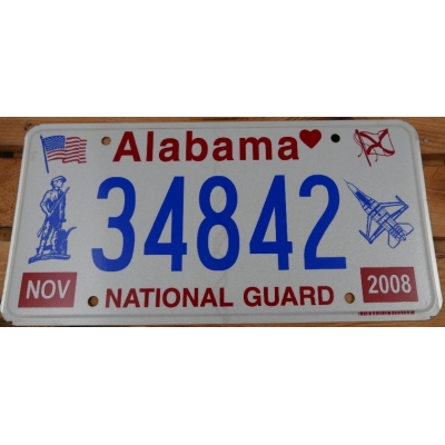 Alabama National Guard Tablica Rejestracyjna USA 34842