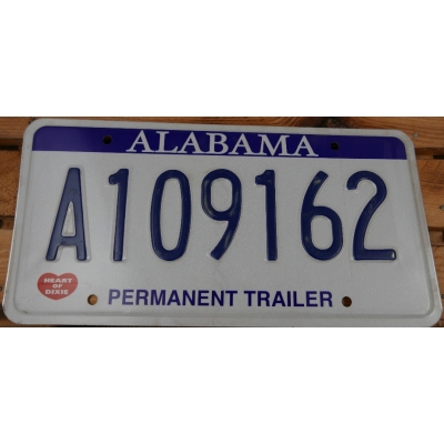 Alabama Permanent Trailer Tablica Rejestracyjna USA 109