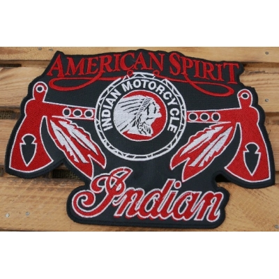 American Spirit Indian Motorcycle Duża Naszywka Indianin Pióro Topór
