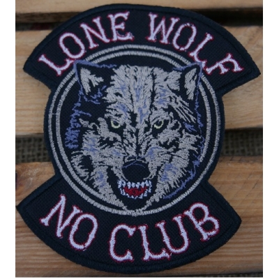 Lone Wolf NO CLUB Wilk Naszywka Haftowana Patch Stripe
