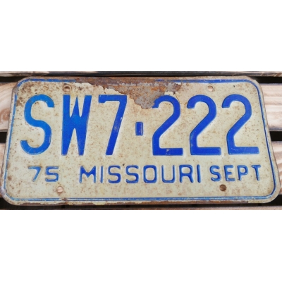 Missouri Tablica Rejestracyjna USA SW7-222 1975