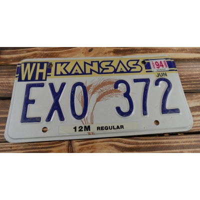 Kansas Tablica Rejestracyjna USA EX0372