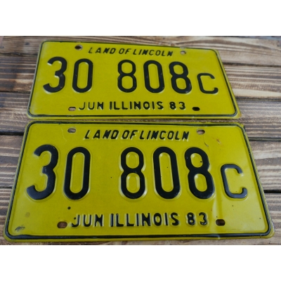 Illinois Tablica Rejestracyjna USA Para Komplet 30808C Żółta