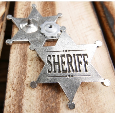 Gwiazda Szeryfa Srebrna Country Western Star Znaczek Odznaka Pin Sheriff
