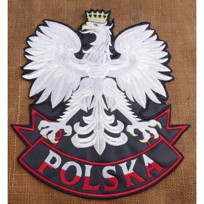 Duży Orzeł w Koronie Naszywka Polska Poland Godło Na Plecy Haftowana