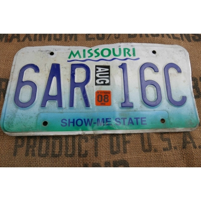 Missouri Tablica Rejestracyjna USA Szyld Rejestracja 6AR16C