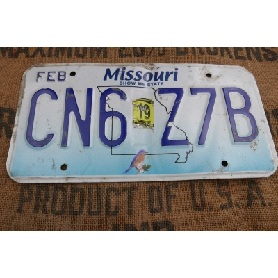 Missouri Tablica Rejestracyjna USA Szyld Rejestracja CN6Z7B