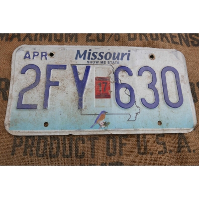 Missouri Tablica Rejestracyjna USA Szyld Rejestracja 2FY630