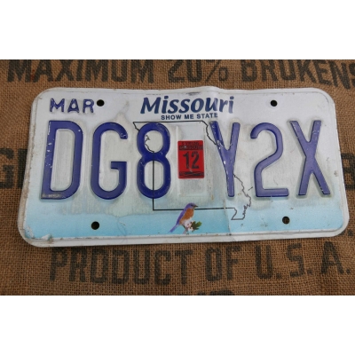Missouri Tablica Rejestracyjna USA Szyld Rejestracja DG8Y2X