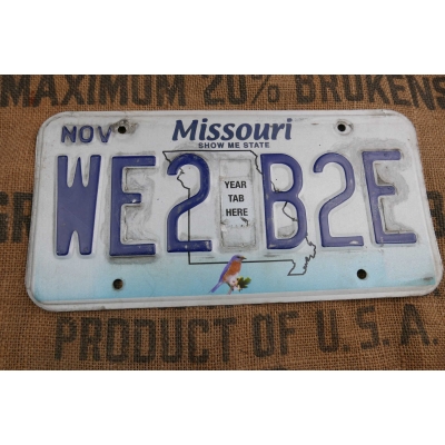 Missouri Tablica Rejestracyjna USA Szyld Rejestracja WE2B2E