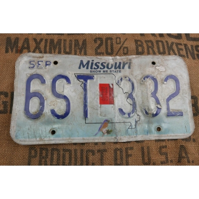 Missouri Tablica Rejestracyjna USA Szyld Rejestracja 6ST332