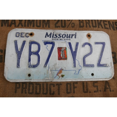 Missouri Tablica Rejestracyjna USA Szyld Rejestracja YB7Y2Z