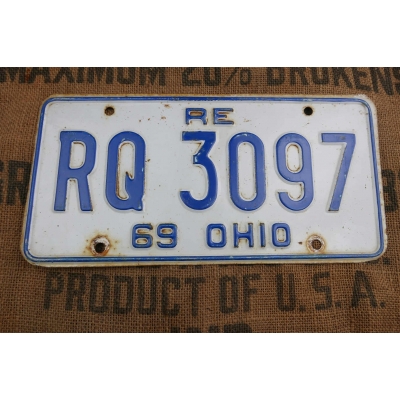 Ohio Tablica Rejestracyjna USA Szyld Rejestracja 1969