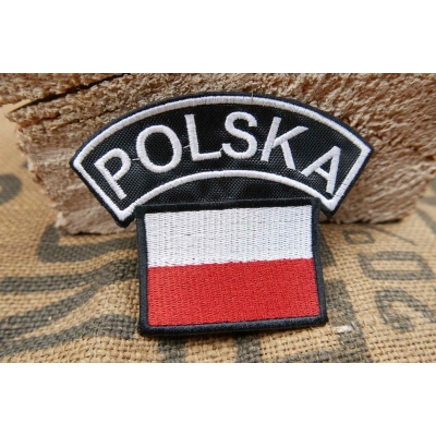 Polska Łuk na ramię Flaga Polski Czarne tło Naszywka