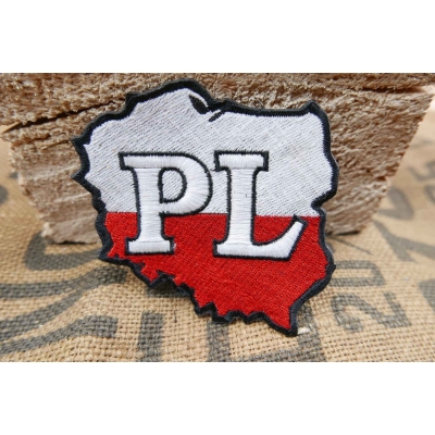Polska PL Logo Zarys Flaga  Naszywka Haftowana