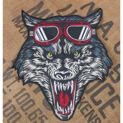 Wilk Wolf Gogle Duża Naszywka Motocyklista