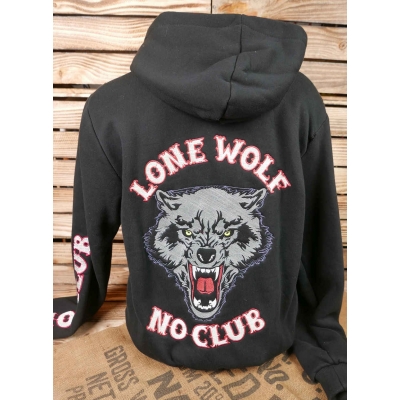 Bluza Lone Wolf No Club Wilk - gruba bawełna z kapturem
