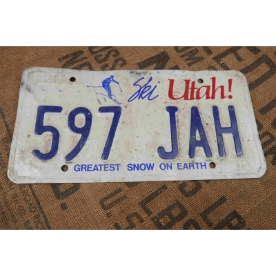 Utah Tablica Rejestracyjna USA Szyld Rejestracja 597 JAH