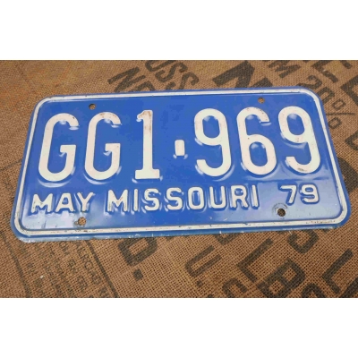 Missouri 1979 Tablica Rejestracyjna USA Szyld Rejestracja GG1969