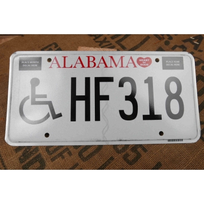 Alabama Tablica Rejestracyjna USA Szyld Rejestracja Inwalida HF318