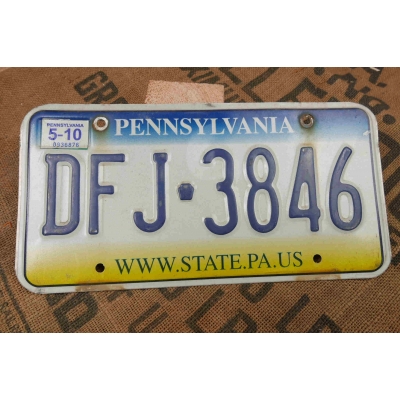 Pennsylvania Tablica Rejestracyjna USA Szyld Rejestracja Oryginał DFJ3846