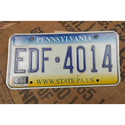 Pennsylvania Tablica Rejestracyjna USA Szyld Rejestracja Oryginał EDF-4014