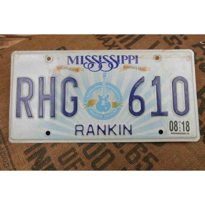 Mississippi Tablica Rejestracyjna USA Szyld Rejestracja Oryginał RHG610