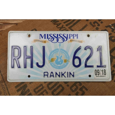 Mississippi Tablica Rejestracyjna USA Szyld Rejestracja Oryginał RHJ621