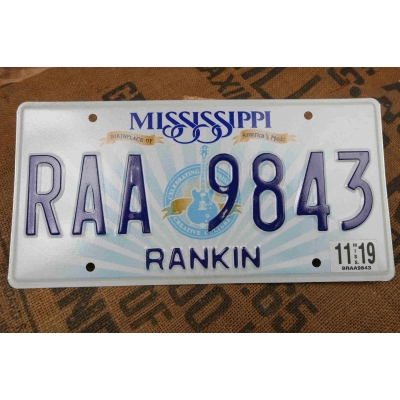 Mississippi Tablica Rejestracyjna USA Szyld Rejestracja Oryginał RAA9843