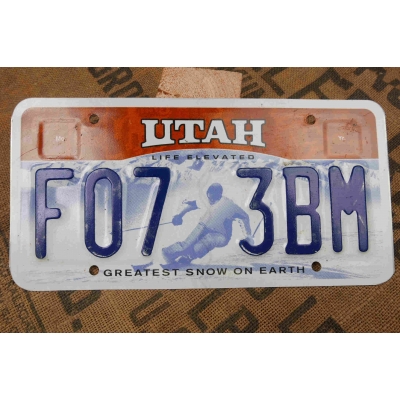 Utah Tablica Rejestracyjna USA Szyld Rejestracja Oryginał F073BM