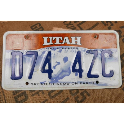 Utah Tablica Rejestracyjna USA Szyld Rejestracja Oryginał D744ZC